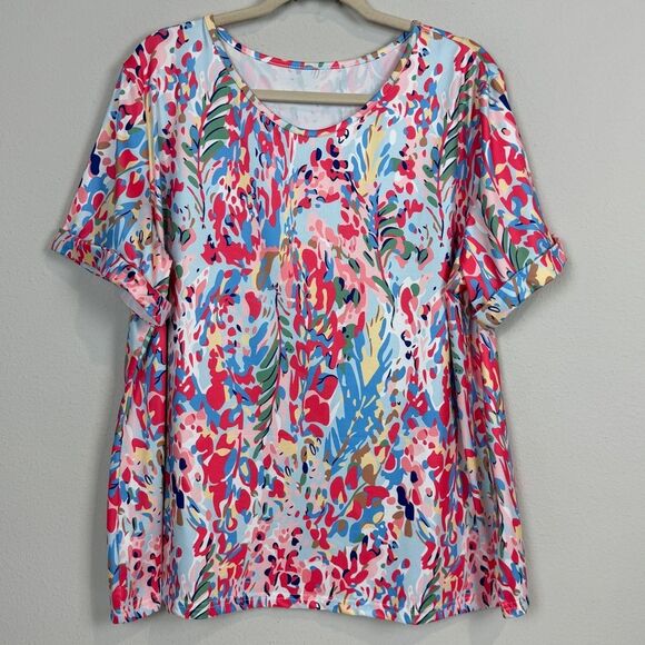 Temu Short Sleeve Colorful Top 2XL NWOT - Picture 1 of 6